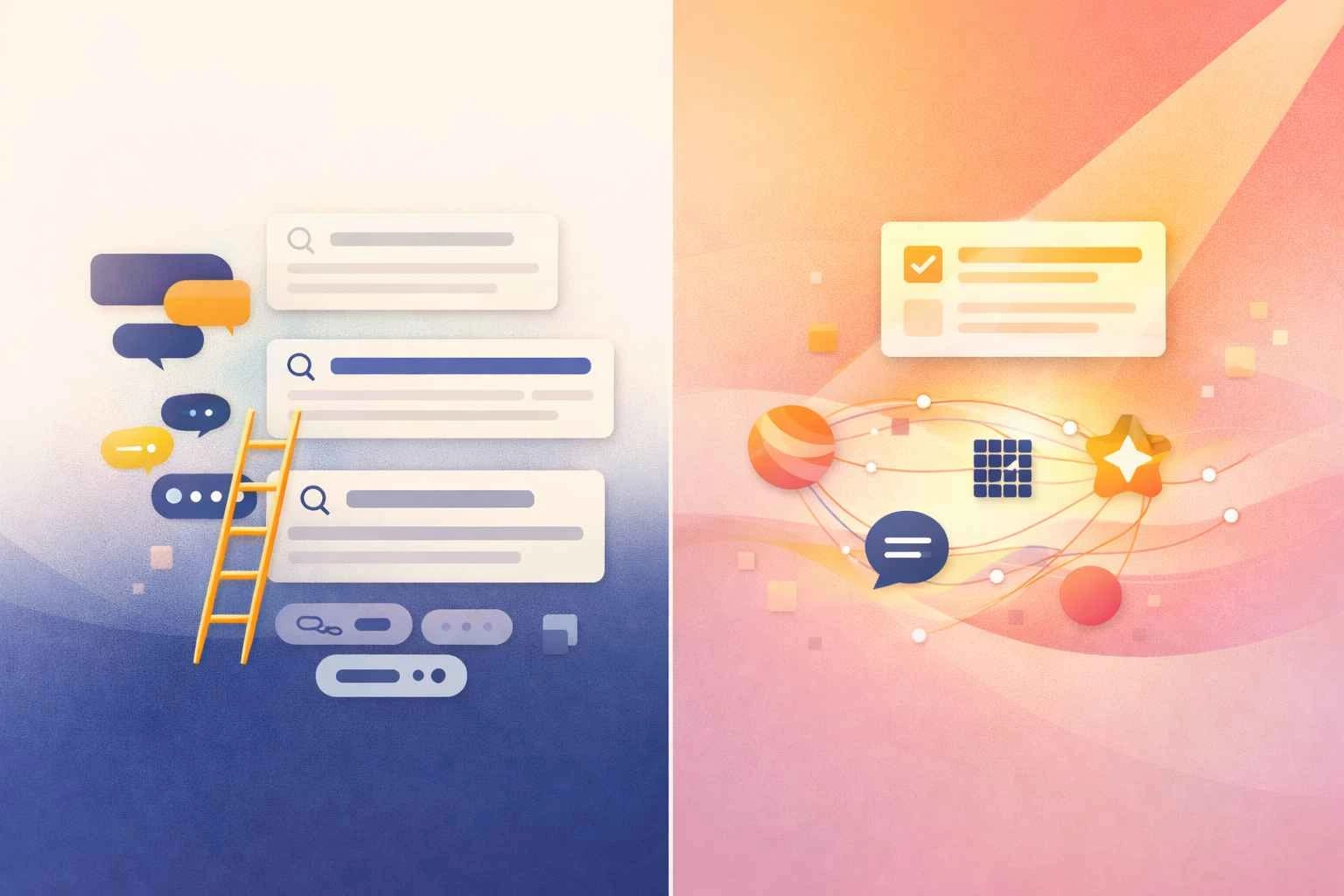 Visual comparison between traditional SEO and Generative Engine Optimization (GEO) showing the evolution from keyword-centric to entity-based optimization strategies